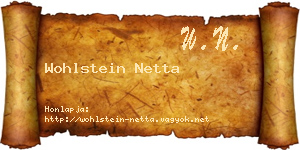 Wohlstein Netta névjegykártya